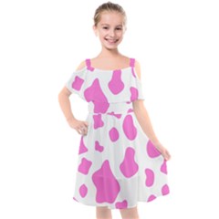 Pink Cow Spots, Large Version, Animal Fur Print In Pastel Colors Kids  Cut Out Shoulders Chiffon Dress by Casemiro