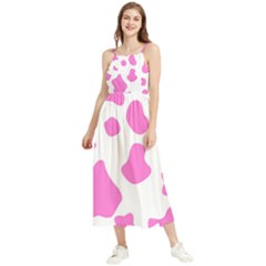 Pink Cow Spots, Large Version, Animal Fur Print In Pastel Colors Boho Sleeveless Summer Dress by Casemiro