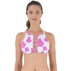 Pink Cow Spots, Large Version, Animal Fur Print In Pastel Colors Perfectly Cut Out Bikini Top by Casemiro