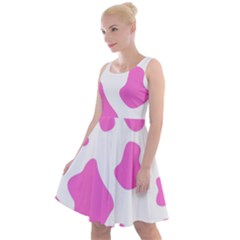 Pink Cow Spots, Large Version, Animal Fur Print In Pastel Colors Knee Length Skater Dress by Casemiro