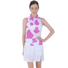 Pink Cow Spots, Large Version, Animal Fur Print In Pastel Colors Women s Sleeveless Polo Tee by Casemiro