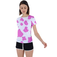 Pink Cow Spots, Large Version, Animal Fur Print In Pastel Colors Back Circle Cutout Sports Tee by Casemiro