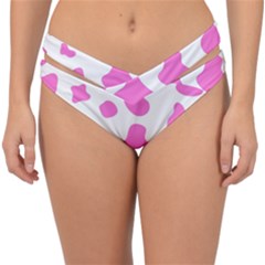 Pink Cow Spots, Large Version, Animal Fur Print In Pastel Colors Double Strap Halter Bikini Bottom by Casemiro