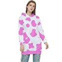 Pink Cow spots, large version, animal fur print in pastel colors Women s Long Oversized Pullover Hoodie View1