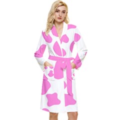 Pink Cow Spots, Large Version, Animal Fur Print In Pastel Colors Robe by Casemiro