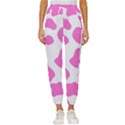 Pink Cow spots, large version, animal fur print in pastel colors Cropped Drawstring Pants View1