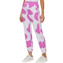 Pink Cow spots, large version, animal fur print in pastel colors Cropped Drawstring Pants View2