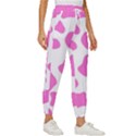 Pink Cow spots, large version, animal fur print in pastel colors Cropped Drawstring Pants View3