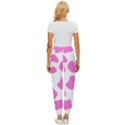 Pink Cow spots, large version, animal fur print in pastel colors Cropped Drawstring Pants View4