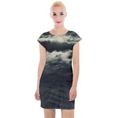 Dark Night Landscape Scene Cap Sleeve Bodycon Dress by dflcprintsclothing