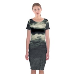 Dark Night Landscape Scene Classic Short Sleeve Midi Dress by dflcprintsclothing