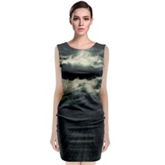 Dark Night Landscape Scene Sleeveless Velvet Midi Dress by dflcprintsclothing