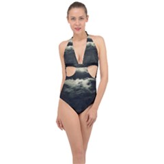 Dark Night Landscape Scene Halter Front Plunge Swimsuit by dflcprintsclothing