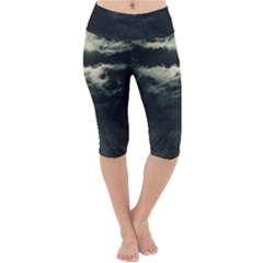 Dark Night Landscape Scene Lightweight Velour Cropped Yoga Leggings by dflcprintsclothing