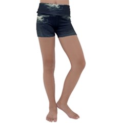 Dark Night Landscape Scene Kids  Lightweight Velour Yoga Shorts by dflcprintsclothing