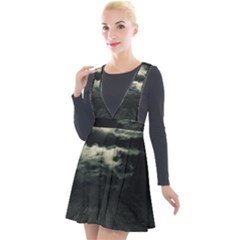 Dark Night Landscape Scene Plunge Pinafore Velour Dress by dflcprintsclothing