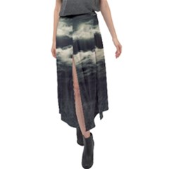 Dark Night Landscape Scene Velour Split Maxi Skirt by dflcprintsclothing