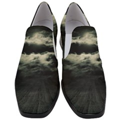 Dark Night Landscape Scene Women Slip On Heel Loafers