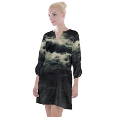 Dark Night Landscape Scene Open Neck Shift Dress by dflcprintsclothing