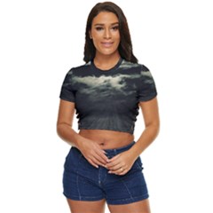 Dark Night Landscape Scene Side Button Cropped Tee by dflcprintsclothing