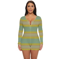 Stereo Green Gold Long Sleeve Boyleg Swimsuit