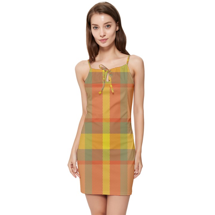 Retro Mod Mad Plaid Summer Tie Front Dress