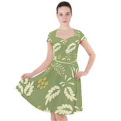 Folk Flowers Pattern Floral Surface Design Seamless Pattern Cap Sleeve Midi Dress by Eskimos