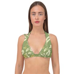 Folk Flowers Pattern Floral Surface Design Seamless Pattern Double Strap Halter Bikini Top by Eskimos