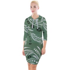 Folk Flowers Pattern Floral Surface Design Seamless Pattern Quarter Sleeve Hood Bodycon Dress by Eskimos