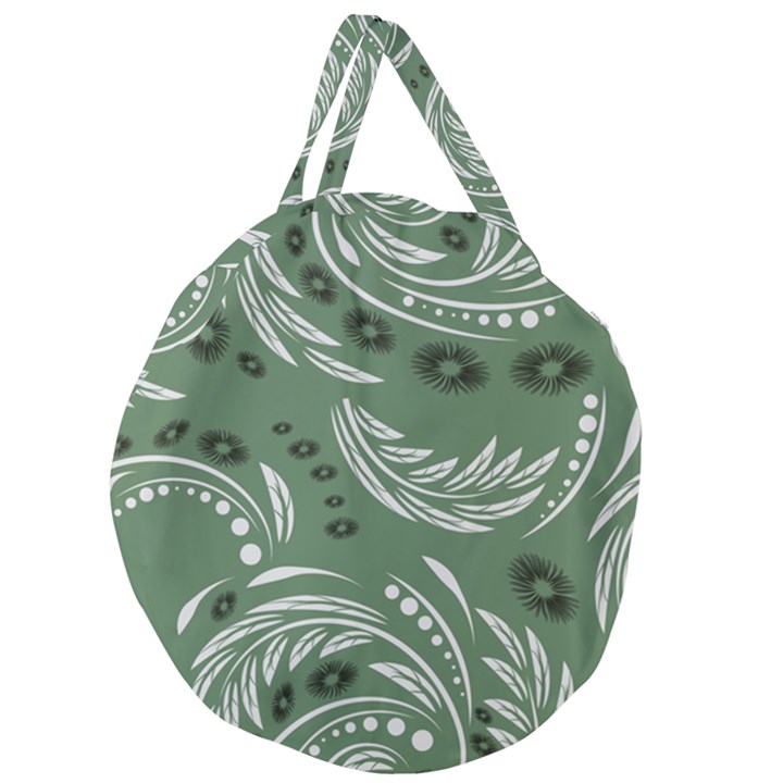 Folk flowers pattern Floral surface design Seamless pattern Giant Round Zipper Tote