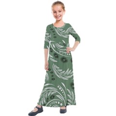 Folk Flowers Pattern Floral Surface Design Seamless Pattern Kids  Quarter Sleeve Maxi Dress by Eskimos