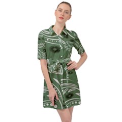 Folk Flowers Pattern Floral Surface Design Seamless Pattern Belted Shirt Dress by Eskimos