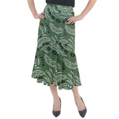 Folk Flowers Pattern Floral Surface Design Seamless Pattern Midi Mermaid Skirt by Eskimos