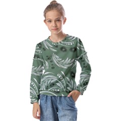 Folk Flowers Pattern Floral Surface Design Seamless Pattern Kids  Long Sleeve Tee With Frill 