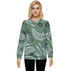 Folk Flowers Pattern Floral Surface Design Seamless Pattern Hidden Pocket Sweatshirt