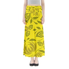 Folk Flowers Pattern Floral Surface Design Seamless Pattern Full Length Maxi Skirt by Eskimos