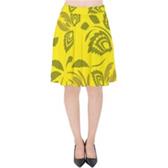 Folk Flowers Pattern Floral Surface Design Seamless Pattern Velvet High Waist Skirt by Eskimos