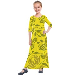 Folk Flowers Pattern Floral Surface Design Seamless Pattern Kids  Quarter Sleeve Maxi Dress by Eskimos