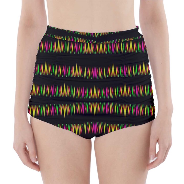 Candle Lights In Warm Cozy Festive Style High-Waisted Bikini Bottoms