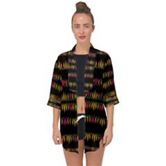 Candle Lights In Warm Cozy Festive Style Open Front Chiffon Kimono by pepitasart