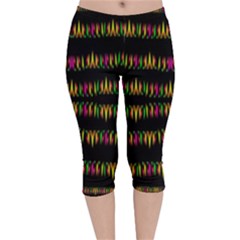 Candle Lights In Warm Cozy Festive Style Velvet Capri Leggings  by pepitasart