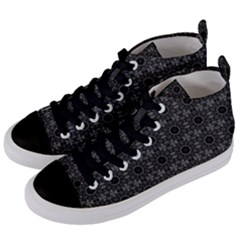 Black Petal Pattern Women s Mid-top Canvas Sneakers