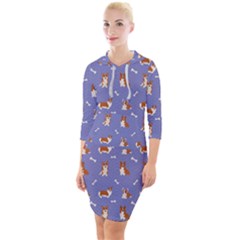 Cute Corgi Dogs Quarter Sleeve Hood Bodycon Dress by SychEva