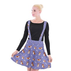 Cute Corgi Dogs Suspender Skater Skirt by SychEva