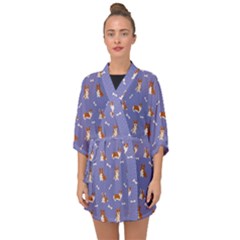 Cute Corgi Dogs Half Sleeve Chiffon Kimono by SychEva