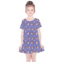 Cute Corgi Dogs Kids  Simple Cotton Dress by SychEva