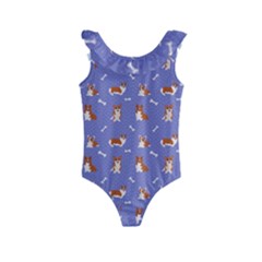 Cute Corgi Dogs Kids  Frill Swimsuit by SychEva