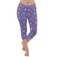 Cute Corgi Dogs Lightweight Velour Capri Yoga Leggings by SychEva