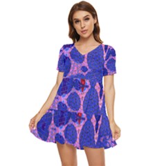 Abstract Geometric Tiered Short Sleeve Mini Dress