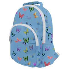 Multicolored Butterflies Whirl Rounded Multi Pocket Backpack by SychEva